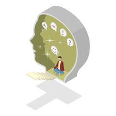 3D Isometric Flat Vector Illustration of Introvert Vs Extrovert, Human Personality Types. Item 2