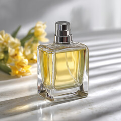 Discover Luxury Fragrance Elegance with a Premium Perfume Bottle Resting on a Crisp White Surface