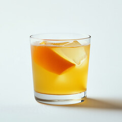 Refreshing drink with orange slice and ice, perfect for summer. A vibrant, thirst-quenching beverage in a clear glass.