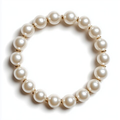 Obraz premium Stunning pearls bracelet presented from above on a white background, exuding timeless elegance and allure