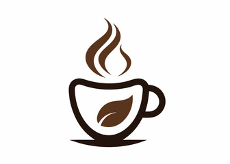 Obraz premium Aromatic Brew: A stylized logo showcases a cup of coffee or tea, the image elegantly captures the essence of comfort and relaxation.
