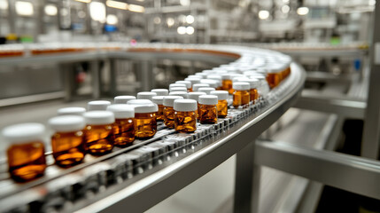 "Flow of Precision: Bottles in Motion on the Line"

