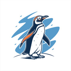 Fototapeta premium Cool Cartoon Penguin Mascot with Geometric Background