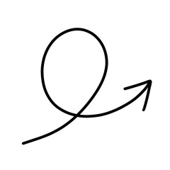 Simple hand-drawn loop arrow pointing to the right in a clean, minimalist style. Ideal for conveying direction, flow, or repetition in creative or business graphics.