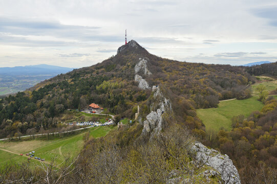 Kalnik mountain ridge under cloudy sky