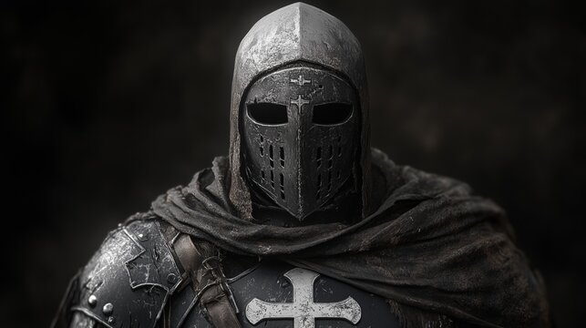 Dark knight with cross symbol in black armor
