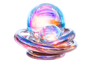 Iridescent Glass Eggs Nestled in a Swirling Orb Magical Abstract Art