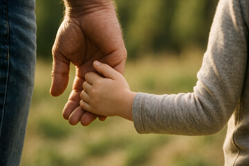 man holding his child's hand