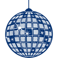 Minimalist Disco Ball Icon with Sparkles  