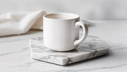 White mug in marble stone setting