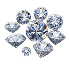 Sparkling Diamonds: Gemstones, Jewelry, Brilliant Cut isolated on transparent background