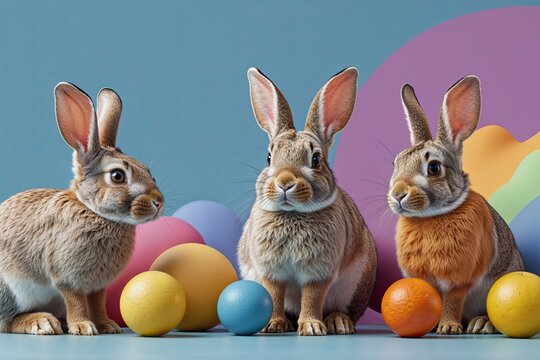 Creative Visuals Featuring Rabbits in Lively Palettes and Vacant Space for Options