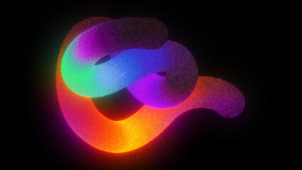 abstract unfocussed grainy background, curvy lines glowing with colorful gradient, retro film effect