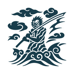 Susanoo (須佐之男) – A dynamic sword (Kusanagi) with storm swirls - Susanoo's Kusanagi Sword with Storm Swirls Vector