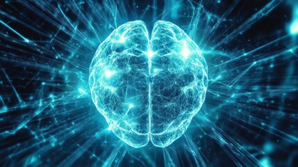 Quantum AI Processing Brain with Pulsating Cyber Energy