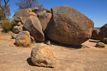 Big boulders on Wave Rock at Hyden, Western Australia, Australia
