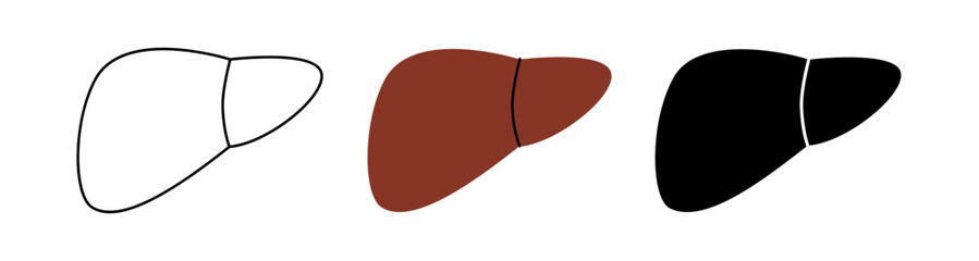 Liver icon set. Human internal organ anatomy. Vector illustration.