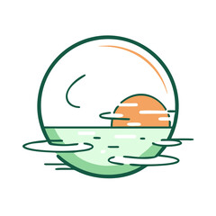 Fototapeta premium Minimalist moon reflection in water illustration 