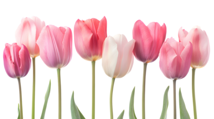 A group of pink tulip isolated  on white background