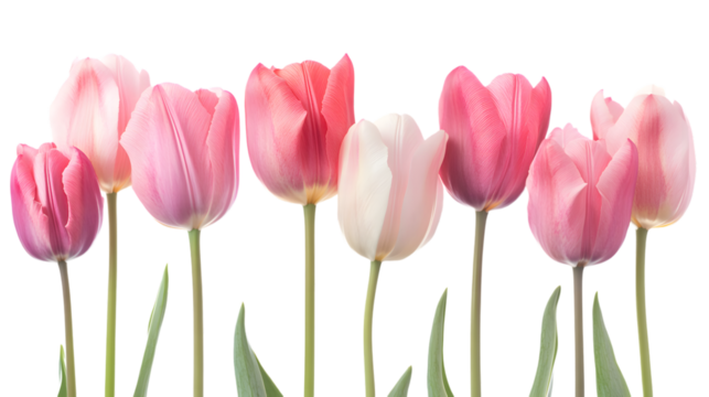 A group of pink tulip isolated  on white background