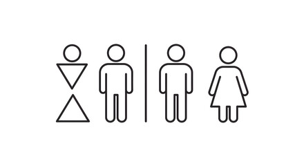 Gender Neutral Bathroom Sign Set With Male And Female Symbols