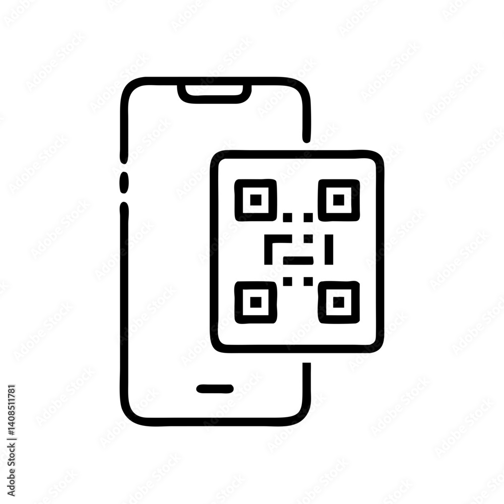 Poster Smartphone displaying a qr code with a simple black and white design for scanning and information access