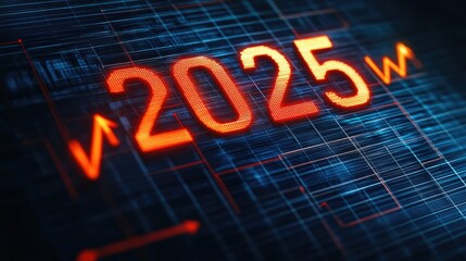 Digital display highlighting the year 2025.