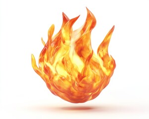 High-definition rendered fire emoji, glowing in vivid orange flames on a white background.