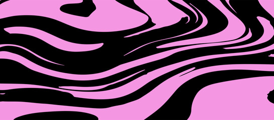 Abstract vector illustration with wavy pink and black lines creating a psychedelic pattern. Dynamic, flowing design with bold contrasts and hypnotic visual appeal.