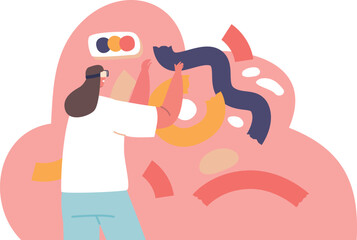 Woman painting in virtual reality