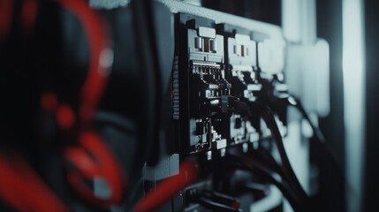 Hispanic electrician installing a new electrical panel in a basement. Featuring electrical work and home upgrades