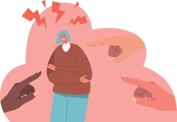 Woman afraid of gossip vector illustration
