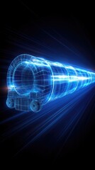 Futuristic train design, highlighted by digital light.