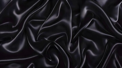 Fototapeta premium Luxurious Black Satin Fabric Drape Texture Background