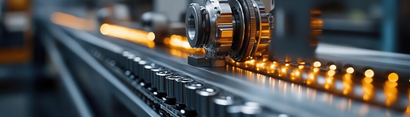 Fototapeta premium A closeup of an industrial engineer adjusting settings on a production line machine, Engineering, Focused and precise