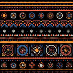 Ethnic seamless in native style. Vector pattern with African art decoration tribal geometric shape symbols. Folk background vector. Tent boarder backdrop. Abstract Aztec line motif