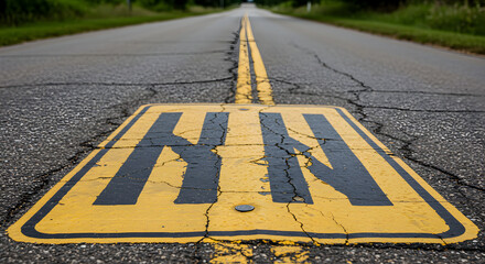 Low Angle View Of A Rural Road With Road Markings And Lines