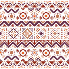 Ethnic seamless in native style. Vector pattern with African art decoration tribal geometric shape symbols. Folk background vector. Tent boarder backdrop. Abstract Aztec line motif