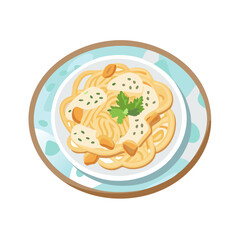 Pasta dish with creamy sauce on a plate