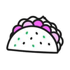 Stylized Cartoon Taco Illustration on a Black Background