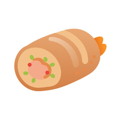 Delicious temaki roll illustration on black background