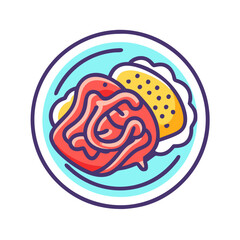 Cartoonish Delicious Beef Taco Meal on a Plate