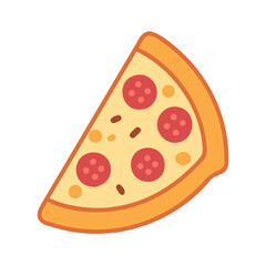 Pepperoni Pizza Slice Isolated on Black Background Illustration