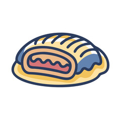 Delicious Sausage Roll Pastry: Baked Goodness Cartoon Icon