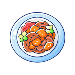 Delicious Japanese Chicken Teriyaki dish illustration on black background