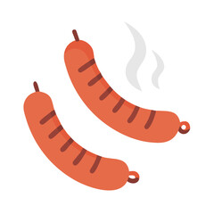 Grilled Sausages with Smoke - Vector Illustration