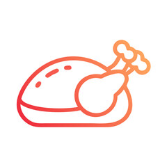 Roasted Chicken Icon in Gradient Color on Black