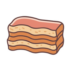 Cartoon Illustration of a Layered Cake or Desert