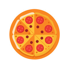Cartoon Pepperoni Pizza Illustration with Eight Slices Ready