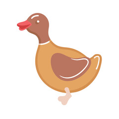 Cute cartoon duck on black background illustration image